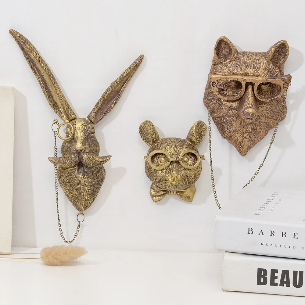 Bronzed Resin Deer Head Wall Sculpture - Stylish Home Decor Accent