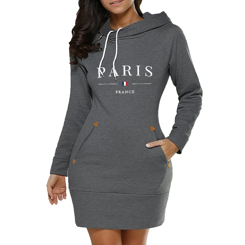 Comfortable Midi Dresses Hot Sales Collar Zipper Design Fashion Simplicity Autumn 2024 Winter Hoodies Casual Pocket Long Sleeves