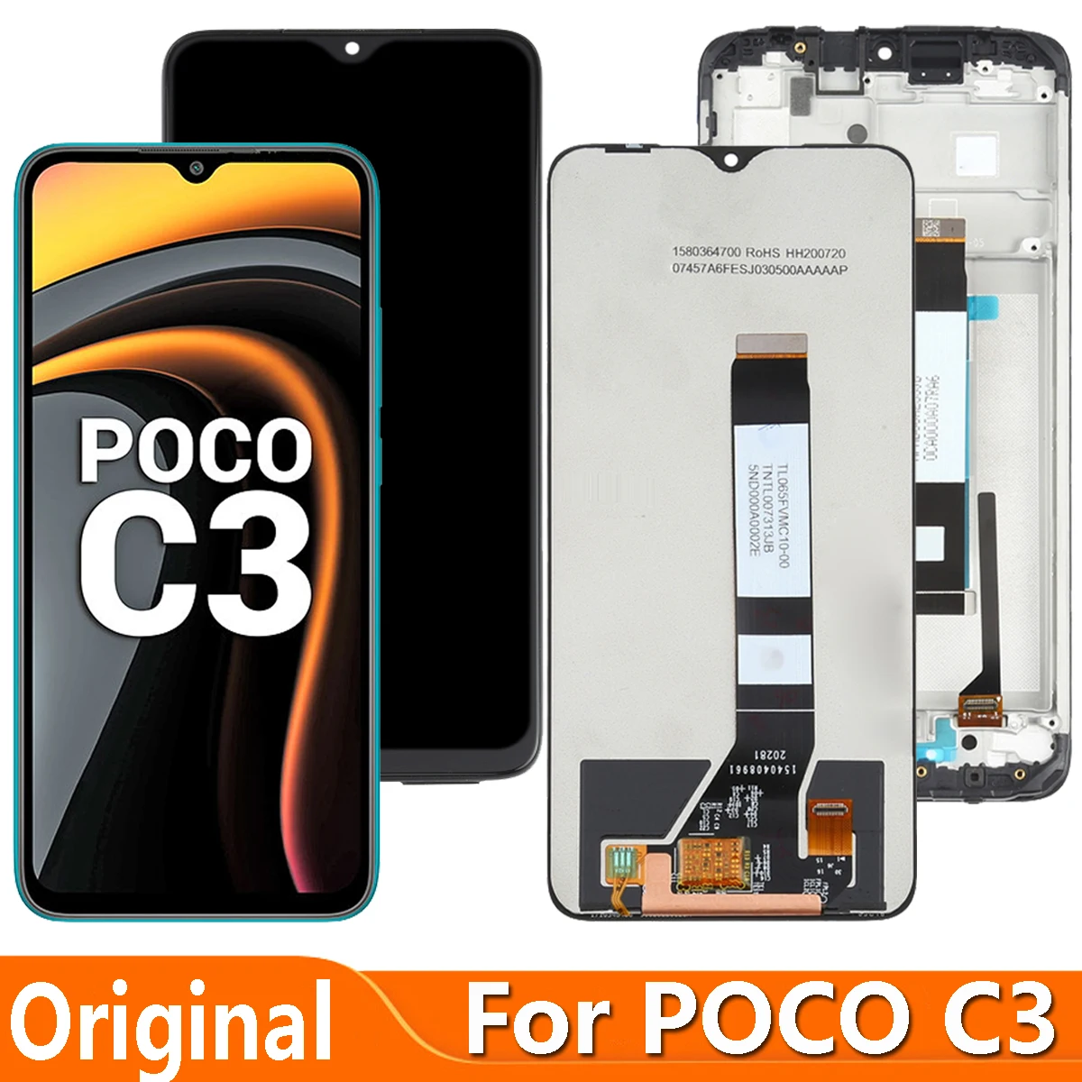 

Original For Xiaomi POCO C3 MZB07RHIN MZB07RLIN MZB07RKIN LCD Display Touch Screen Digitizer Assembly Screen Repair Replacement