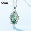 WES 925 Sterling Silver Natural Stone 8*11mm Moss Agate Pendant Necklace for Woman Exquisite Lady Gifts Certified Jewelry 4