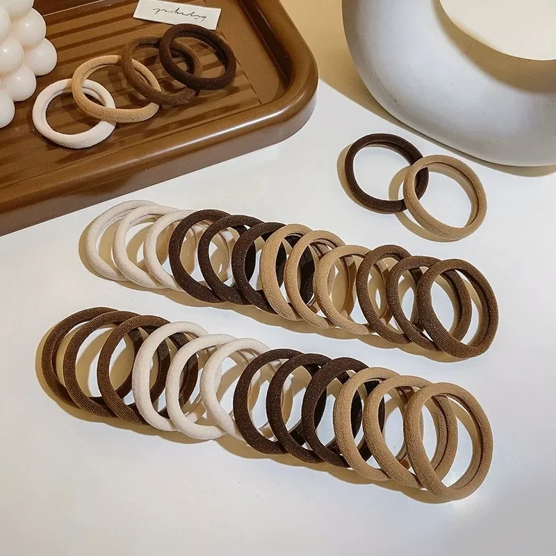 20/200 stücke Braun Beige Nylon Haar Ringe Frauen Süße Mädchen Grundlegende Hohe Elastische Haarbänder Seil Krawatten Pferdeschwanz Halter stirnband – Detail 16