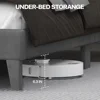 King Size Bed Frame with LED Lights, Wingback Diamond Tufted Headboard, Wood Slats Support, Upholstered Bed Frame 5