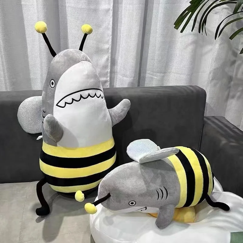 Shark and Bee Doll Plush Toys Stuffed Animals Stitch Animal Crossing Cushion Soft Cute Pillows Decorate Birthday Gift