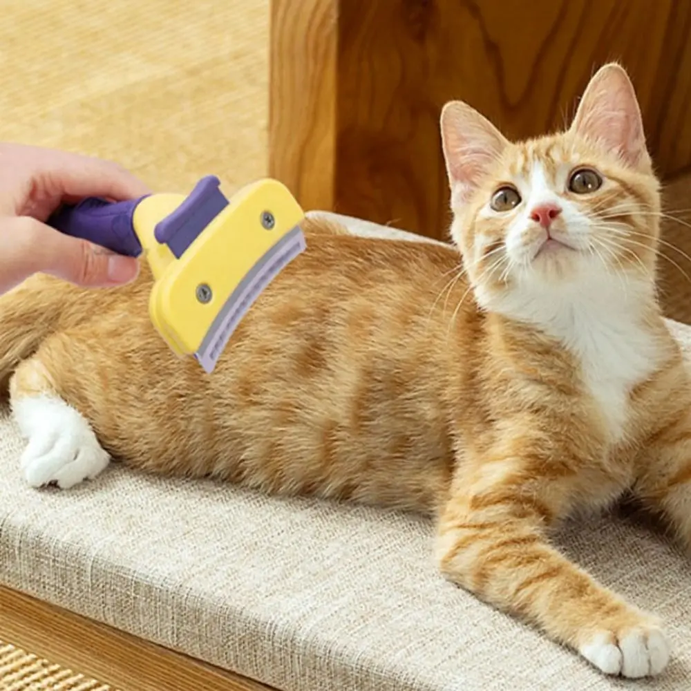 

Пластиковая съемная щетка для домашних животных, нержавеющая сталь, нескользящая ручка, щетка для кошек, инструменты для ухода, ручной съемный триммер для домашних животных, расчески