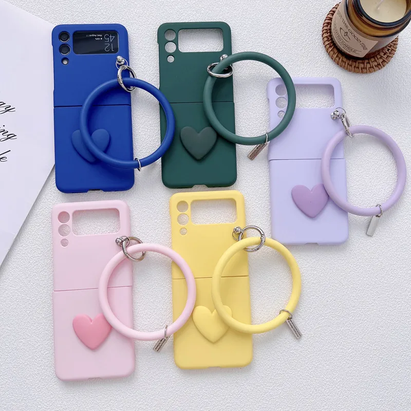 samsung galaxy z flip3 phone case Fashion Green Cute DIY heart bracelet PC Phone Case for Samsung Galaxy Z Flip3 Case 5G Z Flip 3 Cover Back Capa Z Flip4 Case galaxy z flip3 case