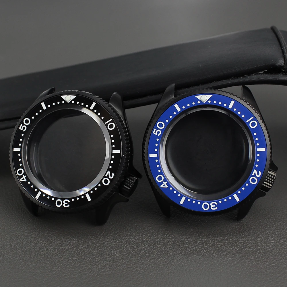 Schwarzes PVD 38mm 316L Edelstahl Uhrengehäuse Keramiklünette Saphirglas für NH35 NH36 4R35 4R36 Automatikwerk 28,5mm – Detail 1