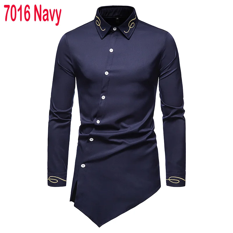 soft lover Irregular Embroidery Shirt Men 2019 Short Sleeve Homme Casual Button Shirts Slim Fit S