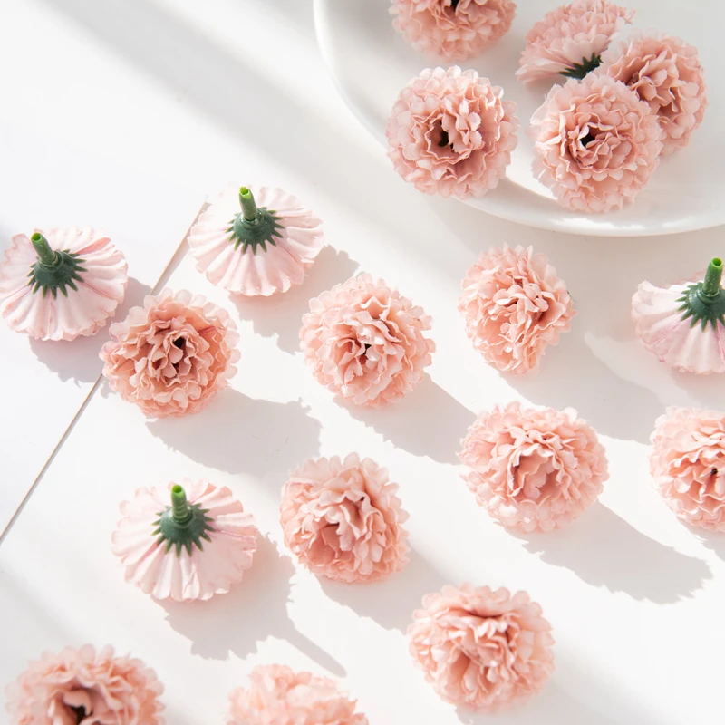 인공 수국 꽃 웨딩 장식 크리스마스 화환, 스크랩북 DIY 캔디 박스, 홈 룸 장식 실크 카네이션, 100 개 