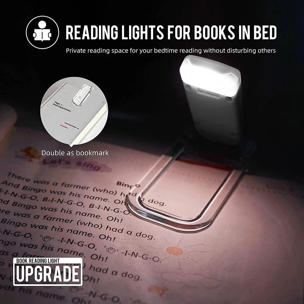 USB Rechargeable Book Reading Light Brightness Adjustable LED Clip on Book Light Eye Care Lamp for Kids Read led light book light mini led light