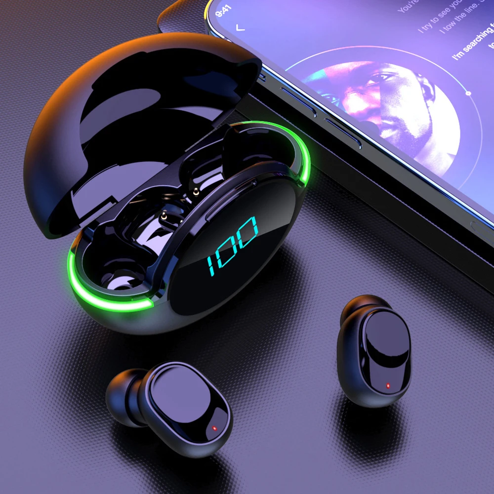 

New Bluetooth Earphones Tws Wireless Sports Running Waterproof Noise Reduction Gaming Esports Headset With LED Power Display