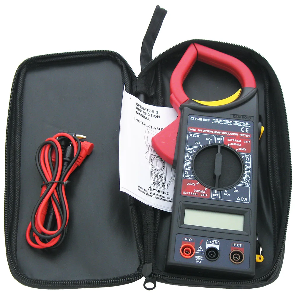 

New DT266 AC/DC Digital Clamp Multimeter Electronic Volt Resistance Tester Meter LCD Display 1999 Counts Multimeter
