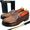 LUXURY MEN LEATHER SHOES BLACK COFFEE SLIP ON SNAKE PRINT DRESS MEN'S CASUAL SHOES WEDDING OFFICE BANQUET Loafers Shoes For Men 1