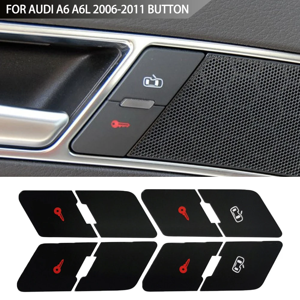 

Наклейки для ремонта кнопок управления дверным замком автомобиля, матовые черные наклейки для кнопок Audi A6 A6L 2006-2011, наклейки для салона автомобиля