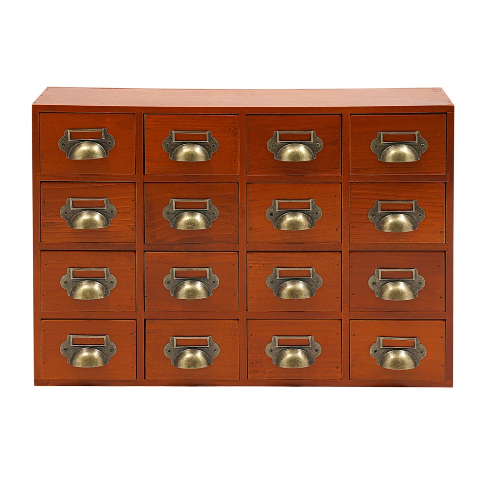 16 Drawer Wooden Apothecary Storage Cabinet Organizer
