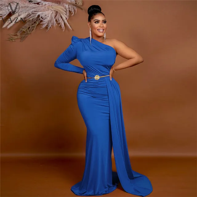 Adanna High-end Full Sleeve One Off Shoulder  Mermaid Dress - Image 2