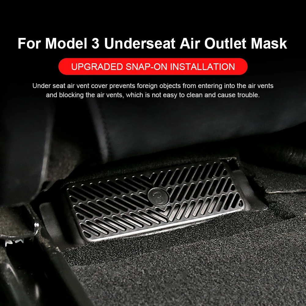 Couvercle de Ventilation de Voiture Anti-Evergging Sous le Siège, Noir,  Protection de Sortie d'Air, en Plastique pour les Positions, Modèle 3,  Modèle Y, Accessoires, 2 Pièces - AliExpress