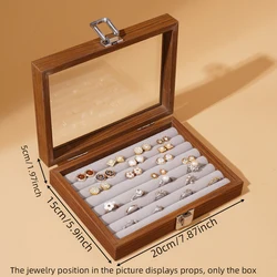 Elegant Walnut Jewelry Box - Solid Wood Storage for Rings, Necklaces, Earrings, and Bracelets (Ring box)