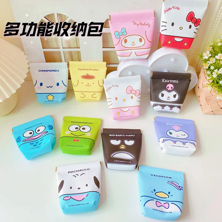 

Cartoon Cute PU Portable Coin Purse Sanrioed My Melody Cinnamoroll Kuromi Kittys Cat Kawaii Sundries Earphone Storage Bag Wallet