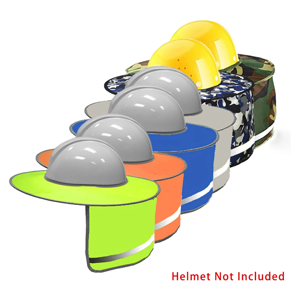 Summer Sun Shade Safety Helmet Neck Shield Helmets Reflective Stripe Safety Cap Hat For Construction Worker