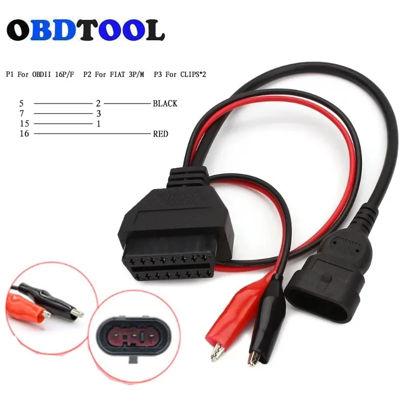 Obd Plug 3 Pin Obd2 Adattatore Connettore Per Fiat 3 Pin A 16 Pin Auto Elm327 Connettore Scanner Auto Per Fiat 3 Pin Cavo Diagnostico