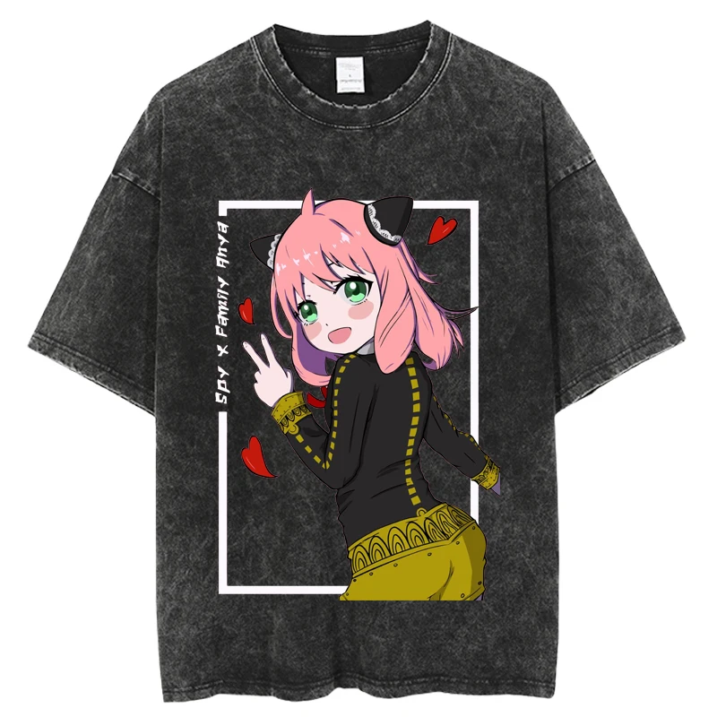 

Summer Casual Anime SPY x FAMILYT T-Shirt Streetwear Vintage Washed T Shirt Men Harajuku Cotton Short Sleeve Tshirt