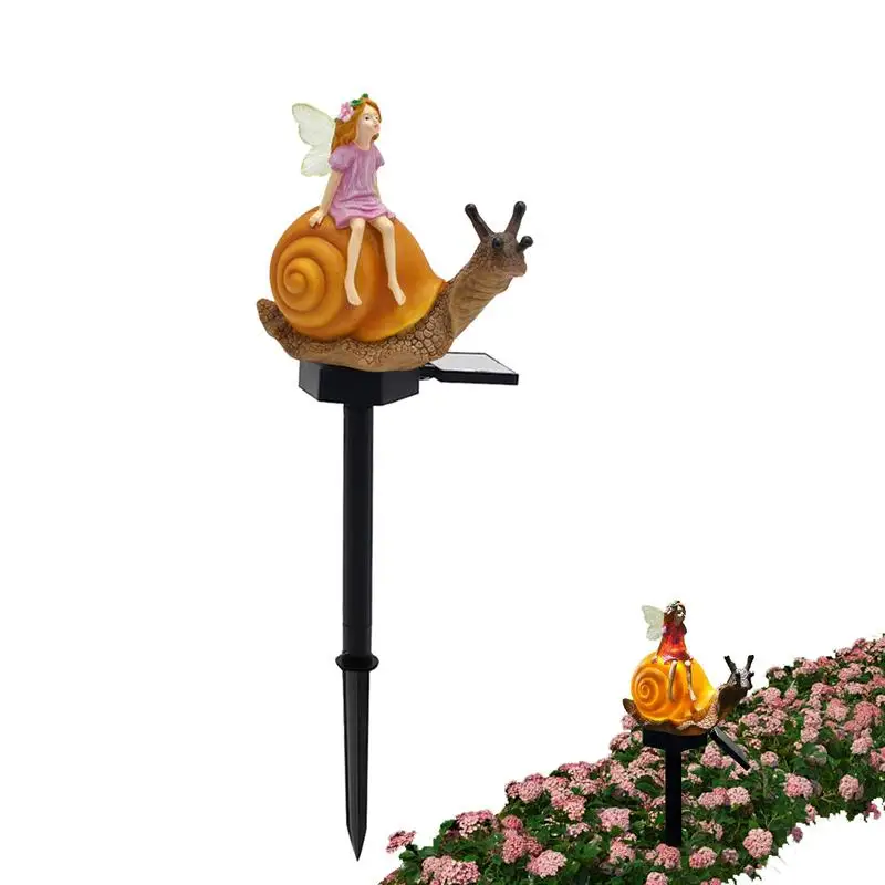 

Decorative Garden Stakes Yard Plant Lawn Decor Pathway Outdoor Lamp Garden Yard Planter Stakes Fairy Snail Statue Solar Light