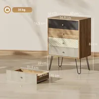 Комод с 4 ящиками, стальные ножки-шпильки в богемном стиле, 60X39X86 см, разноцветный — изображение 3