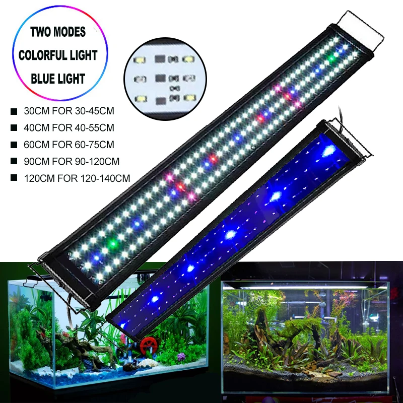Full Spectrum LED Aquarium Light Multi-Color 30-120cm for Fish Tank  Freshwater Coral Plant Marine Grow Lighting Lamp EU/US Plug