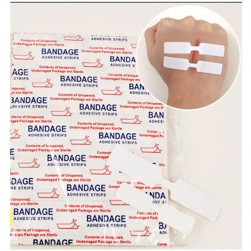 80 strisce per la chiusura delle ferite a forma di farfalla, per la chiusura delle ferite e la sutura, adatte per sport all'aria aperta, viaggi e pronto soccorso - immagine 2