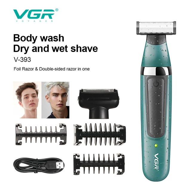 58772-ae1b61.jpg VGR 393 Double blade multi-function waterproof shaver, rechargeable beard trimmer, male hair trimmer set