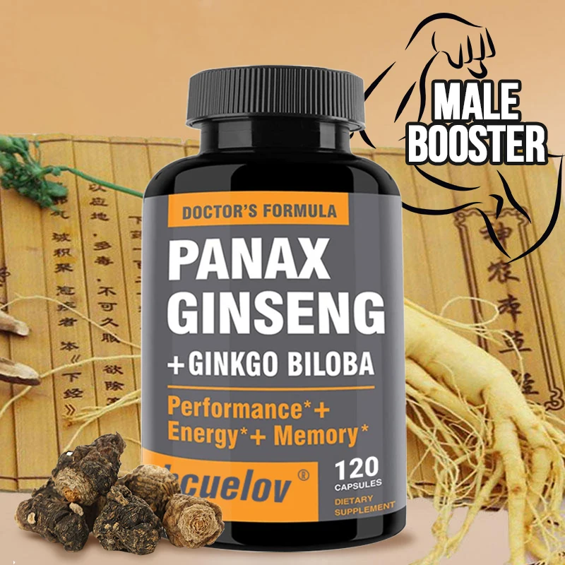 Ginseng + Ginkgo Biloba Extract Capsules Help Improve Energy Vitality Anti-aging Memory Brain Vision Health ginseng supplement,ginkgo biloba supplement