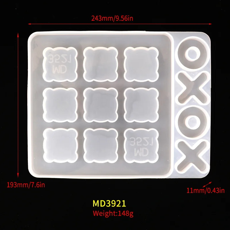 

Big Size Tic-Tac-Toe Chess Game Transparent Silicone Mold For DIY OX Chess Uv Resin Epoxy Casting Mould Tools Handmaking Craft