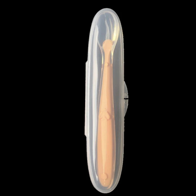 Baby Soft Silicone Spoon with Storage Box Children Feeding Learning Training Feeder Utensils