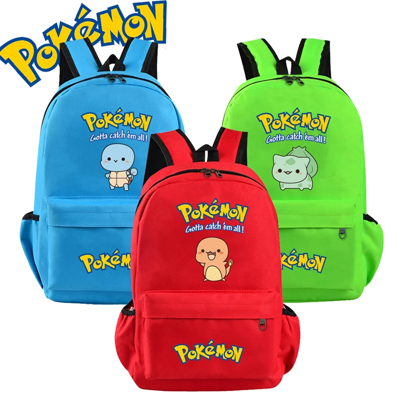 

Anime Pokemon Backpack Teen Student Boy Girl Pikachu Charmander Cartoon Bookbag for Back To School Backpack Children Gift