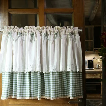 Tende in lino scozzese Clochef per cucina, tende corte con tasca e tasca, trattamento per finestre piccole, soggiorno, 1pz 1