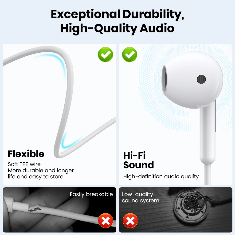 TOPK Earphone In-Ear Volume Control with Microphone 3.5mm Jack Universal for iPhone Android 4