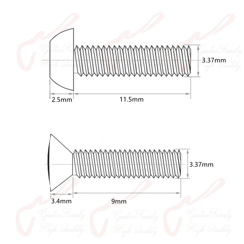 3.37 MM Electric Guitar Switch electric guitar switch 1 pair Screws fit Alpha/OAK/CRL