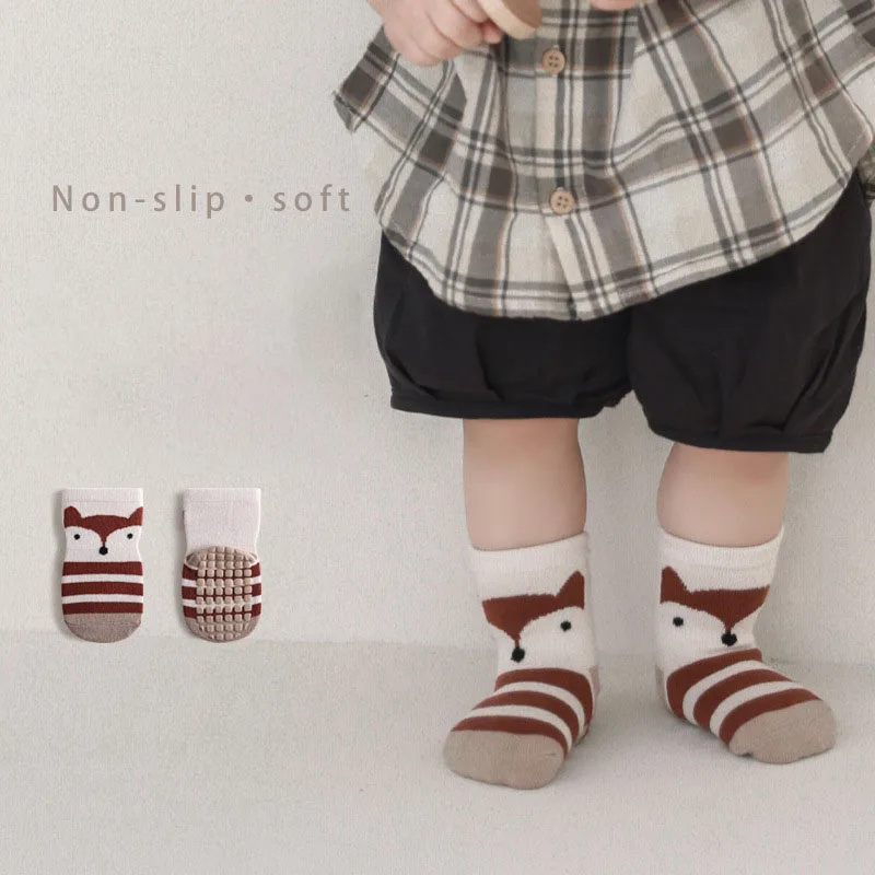 5 Pairs Baby Socks Summer Anti-Slip Baby Socks Cartoon Animal Print Infant Girls Floor Socks