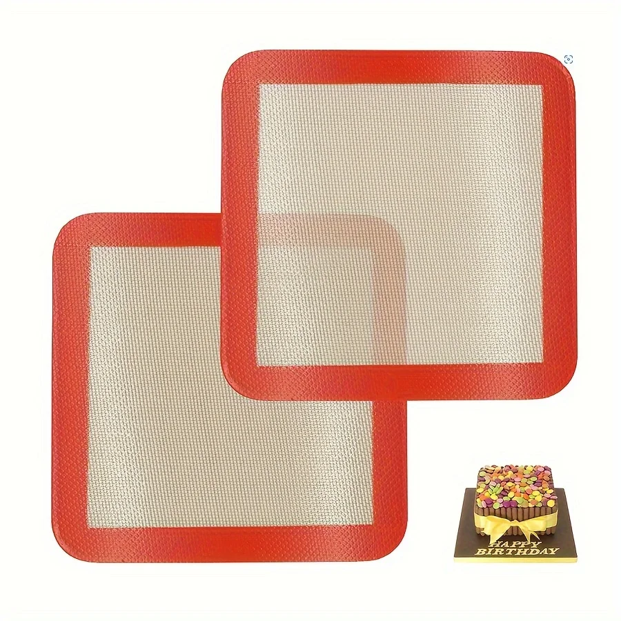 Square Silicone Baking Mats for 8/9 Inch Cake Pan Food Grade Non-stick Reusable Silicone Mat for Baking Pan Bread/Pastry