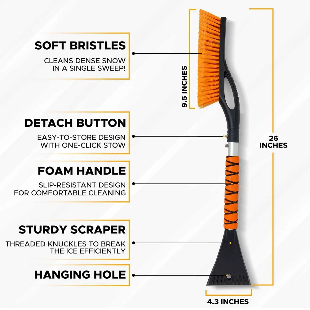 Detachable Car Snow Shovel Winter Ice Scraper Sweeping Brush Window Windshield Cleaning Scraping Removal Tool for Vehicle