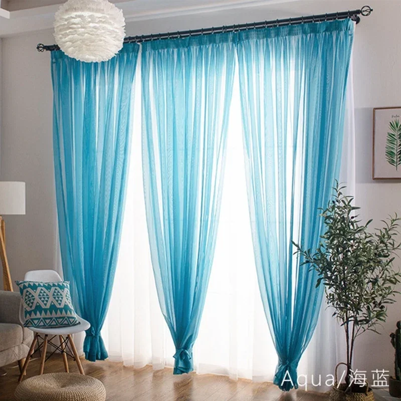 Sheer Curtains European American Style Multicolor Bay Window Living Room