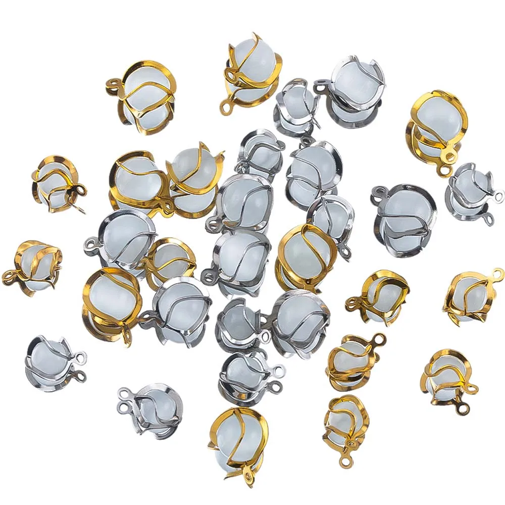 10 Stück Edelstahl Metall Wrap Naturstein Charms für Schmuckherstellung DIY Ohrringe Halskette Anhänger Schmuckzubehör