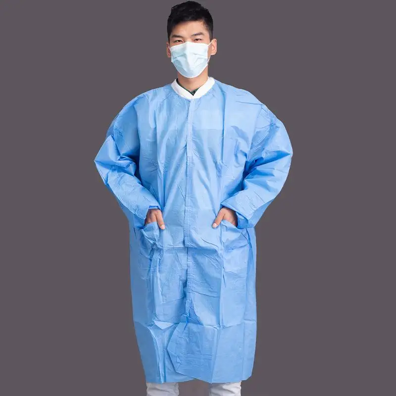 Disposable Non-Woven Experimental Gown Coat One-Piece Protective Clothing Antifouling Breathable Thickened Isolation Clothing