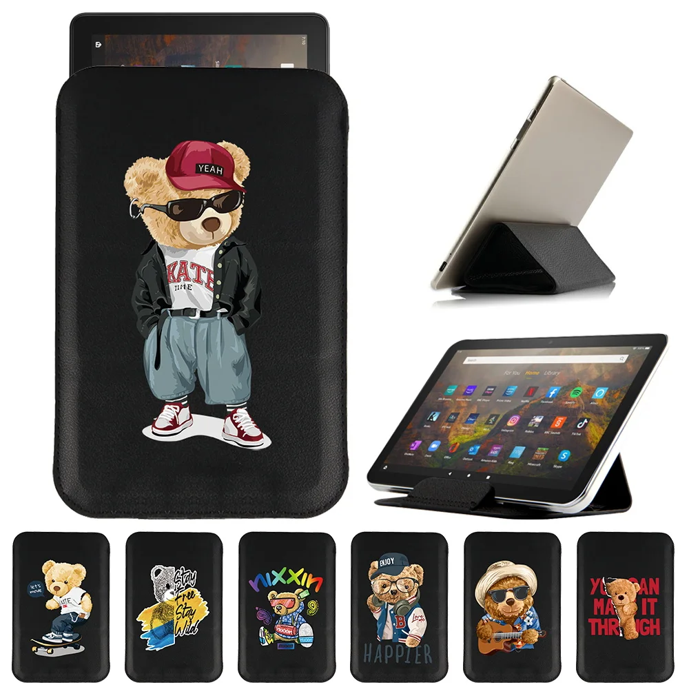 

Tablet Case for Fire 7/HD 8/HD 10/HD 8 plus 2020/HD 10 plus 2021 Pu Leather Sleeve Magnetic Cover Pouch with Cute Bear Series