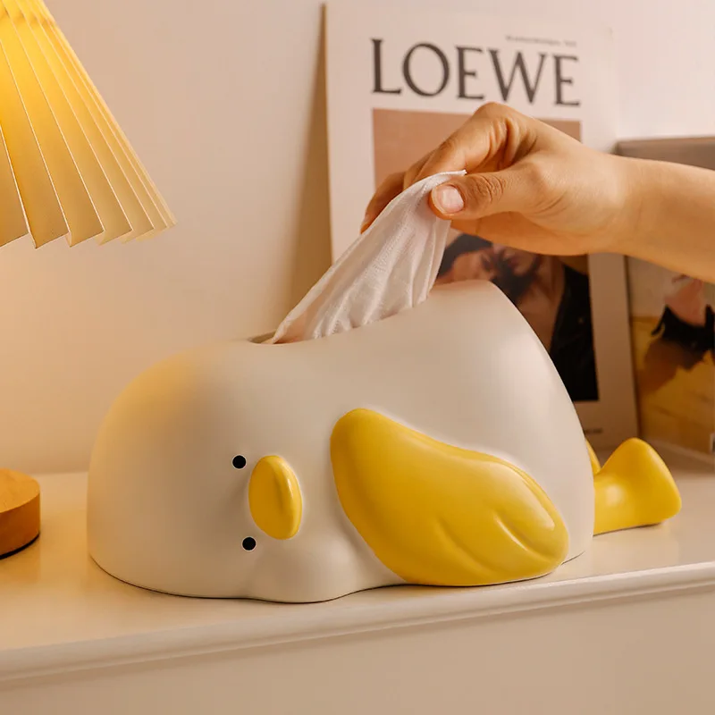 

Nordic ins lying flat duck ceramic tissue box living room porch bathroom drawer storage carton home decoration accessories