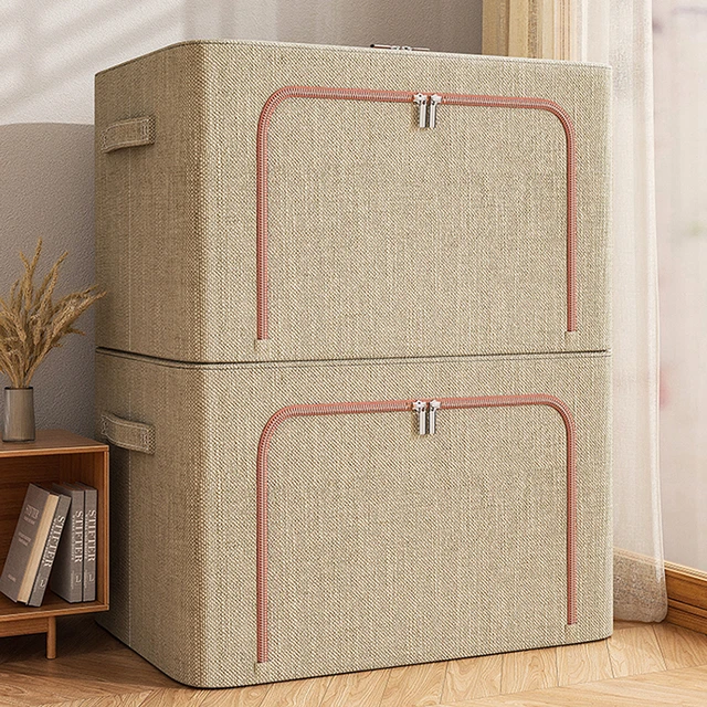 Joybos Foldable Leather Storage Box for Clothes Large Capacity