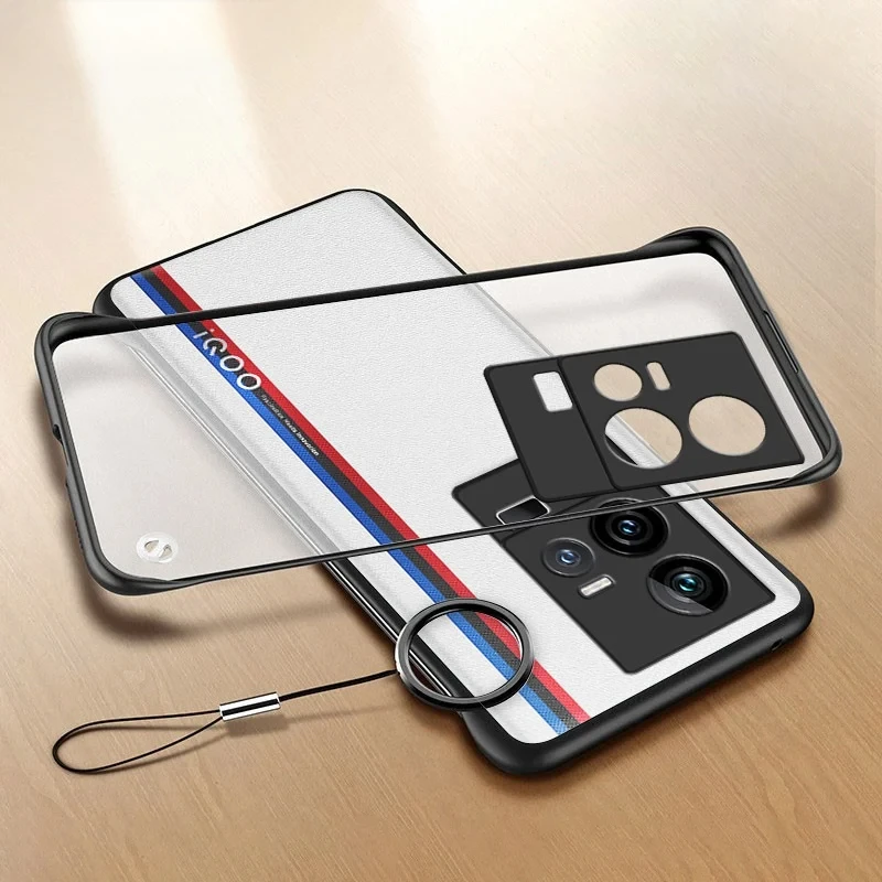 Frameless Translucent Matte Phone Case with Thin Hard Protection and Ring Lanyard Attachment