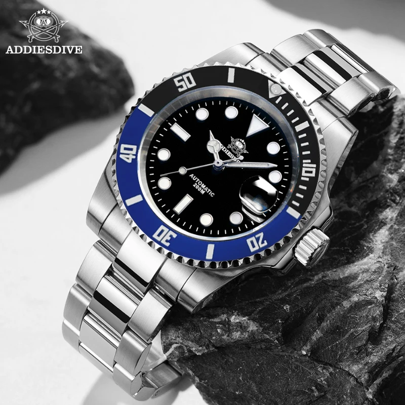 ADDIESDIVE Automatic Watch Men's Luxury Sapphire Mirror Ceramic Bezel Mechanical Watch 41MM Stainless Steel Waterproof Wristwa