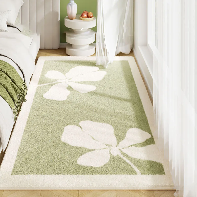 

Ins Rectangular Flower Rugs for Bedroom Soft Non-slip Bedside Mat Large Area Carpets for Living Room Washable Cloakroom Carpet