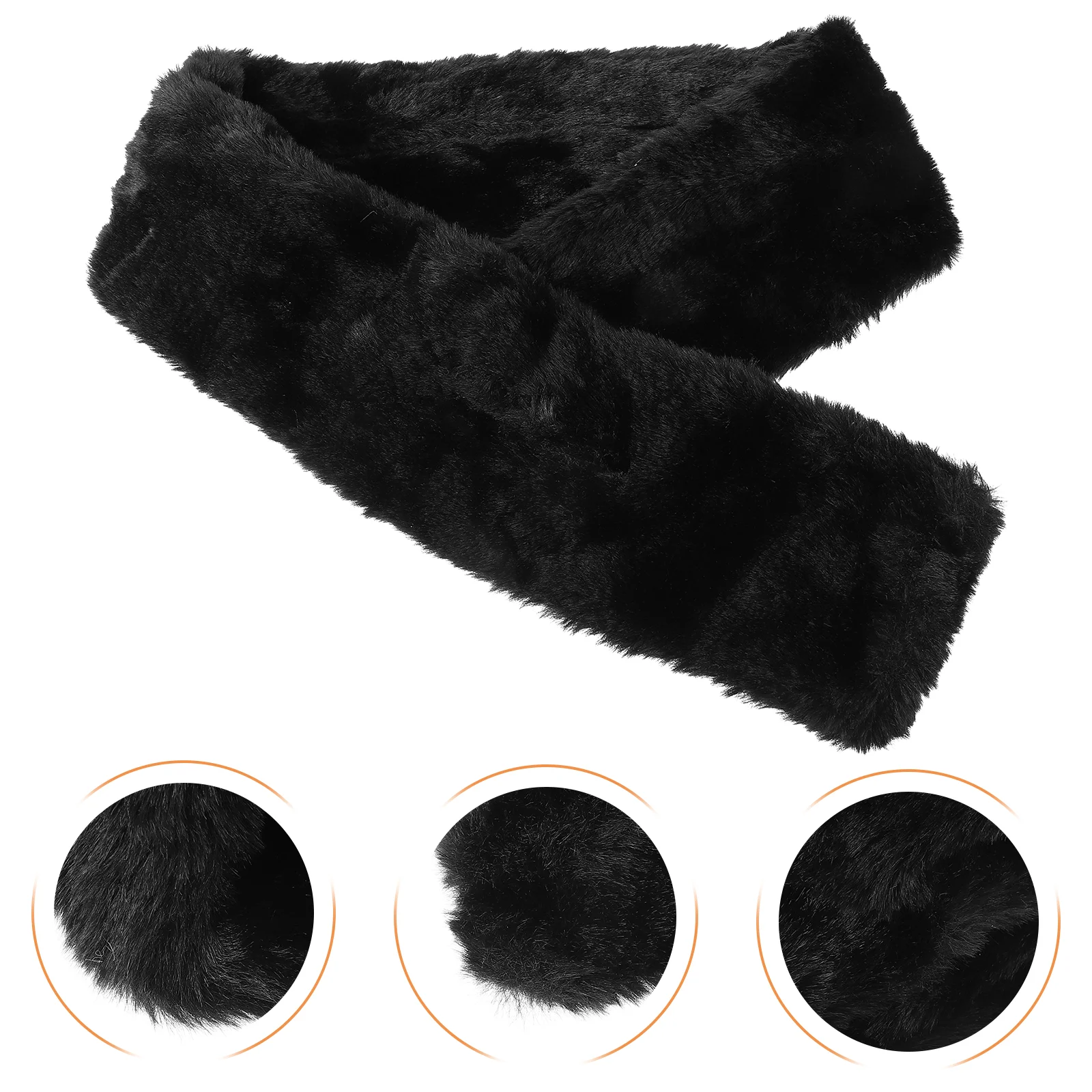 

Winter Imitation Fur Versatile Seto Scarf Solid Color Plush Small Neck Cover (black) Faux Collar Washable Women Warm Miss